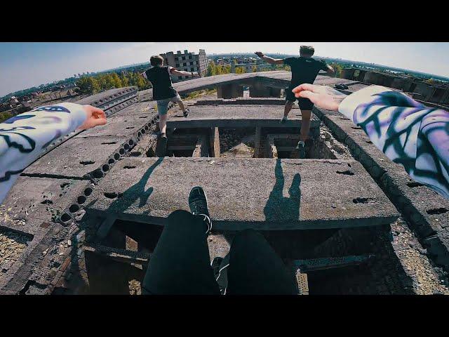 экстремальный паркур на заброшке от первого лица