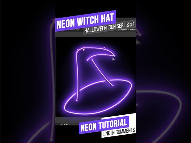 Drawing a Neon Witch Hat in Adobe Illustrator ‍️ #shorts #adobeillustrator #grawing #icon #design