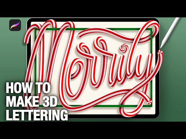 EASY 3D Candy Cane Lettering in Procreate!