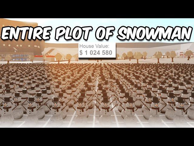 FILLING MY ENTIRE BLOXBURG PLOT WITH SNOWMAN