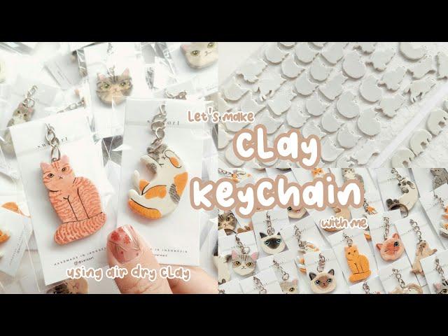 Making CAT CLAY Keychain with Air Dry Clay // Using Gouache // Clay With Me 09 | Indonesia