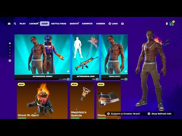 TRAVIS SCOTT SKIN RETURN RELEASE DATE IN FORTNITE ITEM SHOP 2024!