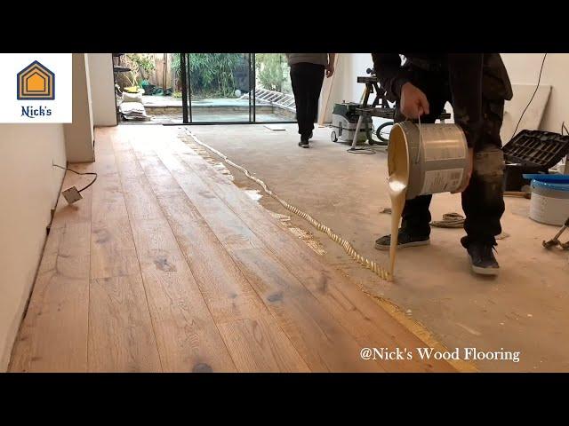 How To Install Engineered Hardwood Flooring Glue Down - Time Lapse