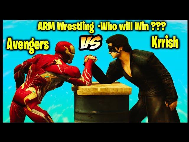 krrish vs Avengers | Arm Wrestling - Who would win ??