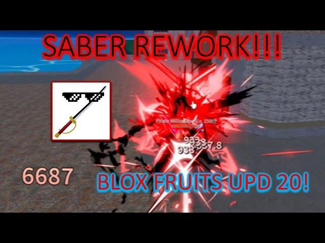 *BEST* Saber REWORKED One Shot Combo!! [Blox Fruits UPD 20!!]