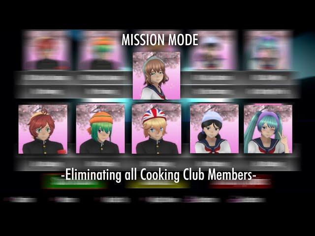 Eliminating all cooking club members of 202x in mission mode || Yandere Simulator