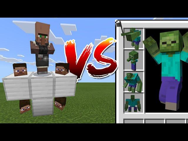 The Villager Golem vs ALL Zombies in Minecraft