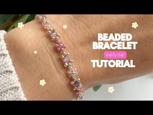 easy beaded daisy bracelet tutorial, flower bracelet step by step tutorial