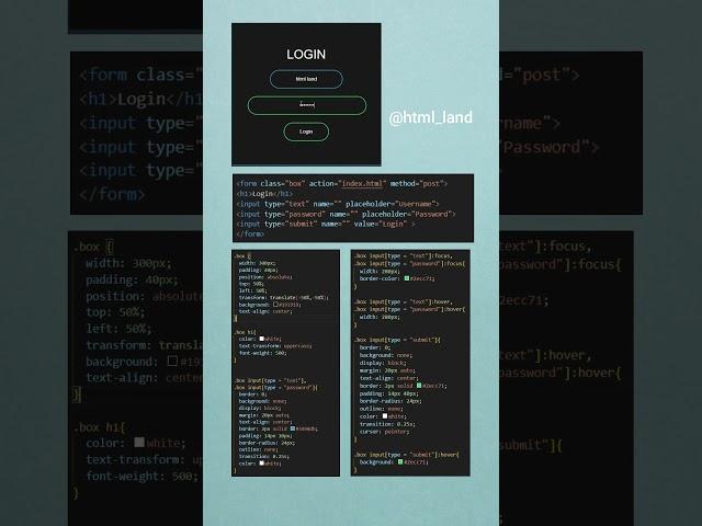 Login Form in html and css #shorts #loginform