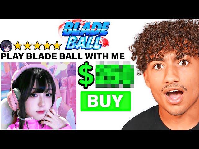 I Hired An E-GIRL To Play With Me In Roblox Blade Ball..