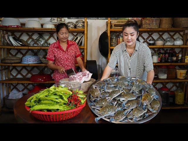 Mommy Sreypov: Mother and daughter cook delicious and healthy meal for family