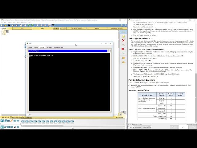 CCNA Security v2 – Lab - 4.1.1.11 - Configuring Extended ACLs Scenario 2