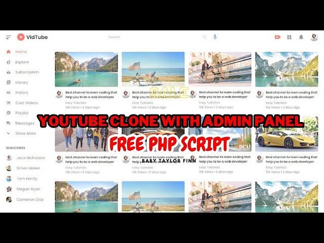 Complete YouTube Clone With Admin Panel Free PHP Script || Nulled PHP Scripts