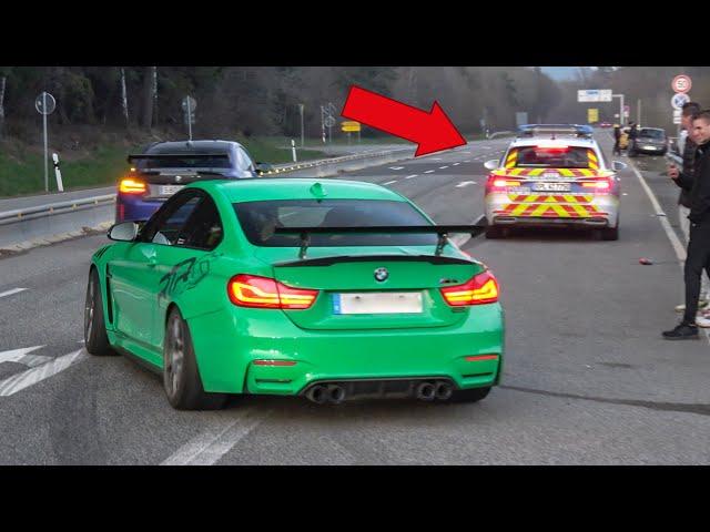 Cars Leaving Nürburgring Tankstelle - BMW M5 F90 ESCAPES FROM POLICE! Zenvo Shmee, GT3RS, R32..