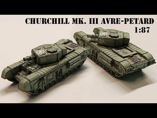 Churchill Mk. III AVRE-Petard 1:87 - part 02 .... Videos without sound.