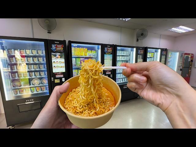 Eating at a 24 Hours Vending Machine Mart