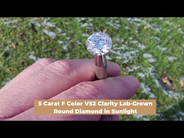 5 Carat Lab-Grown Diamond F Color, VS2 Ideal Cut Sparkling in Sunlight