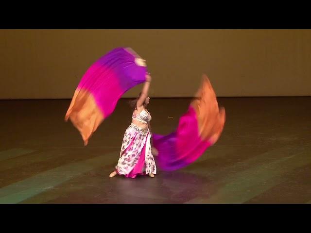 Bellydance Fusion Double Fan Veils - Gold Medal/First Place Sensational Props Solo Adult -MBDSA 2023