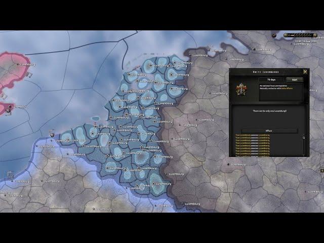 What if the entire Benelux turned into Luxembourgs? - Hoi4 Timelapse