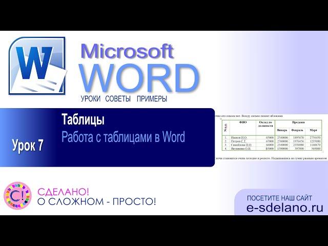 Word. Урок 7. Всё про работу с таблицами в Word