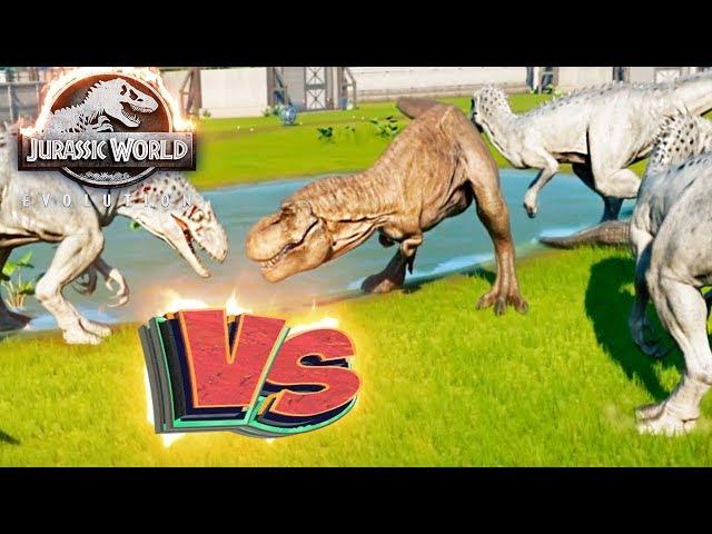 Усиленный ТИРЕКС vs 4 ИНДОМИНУС РЕКСОВ - Схватки Динозавров - Jurassic World EVOLUTION #4