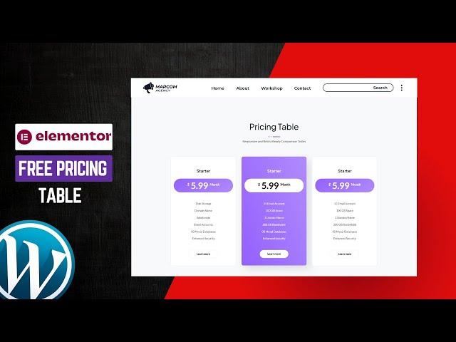 How to Make a Price Table in Elementor For FREE - Wordpress Website - FREE