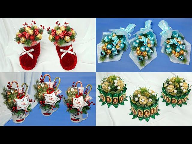 4 candy gift ideas for New Year 2022. DIY gifts and crafts with your own hands