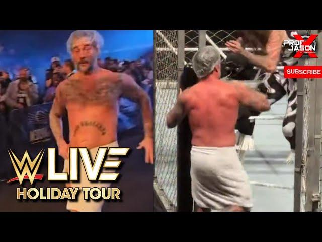 CM PUNK STEALS THE SHOW IN A TOWEL AND SHOWER CAP AT WWE LIVE HOLIDAY TOUR!