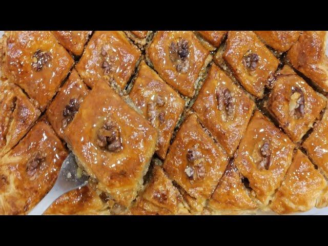 МЕДОВАЯ ПАХЛАВА из слоеного теста.Быстрый рецепт приготовления!HONEY PUFF PASTRY BAKLAVA.