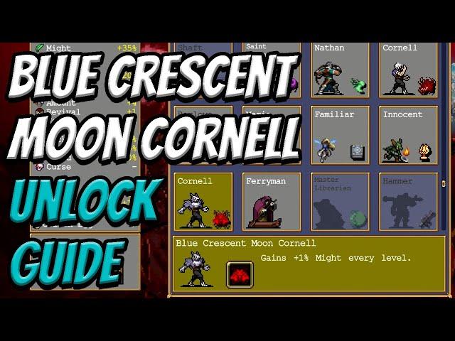 Blue Crescent Moon Cornell Character Unlock Guide | Vampire Survivors Ode To Castlevania DLC