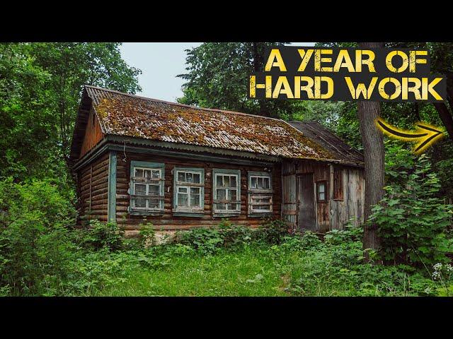 ONE YEAR TIMELAPSE OF RENOVATING an Old Secret House in a Remote Forest