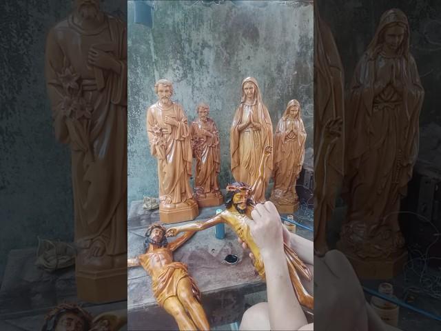 How Catholic wooden statues be processed, Check it out  #catholic #statues #shorts