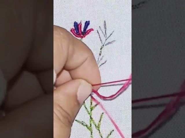 Easy hand embroidery tutorial 🪡 bullion knot stitches  short video @variousvalley #shorts #yt