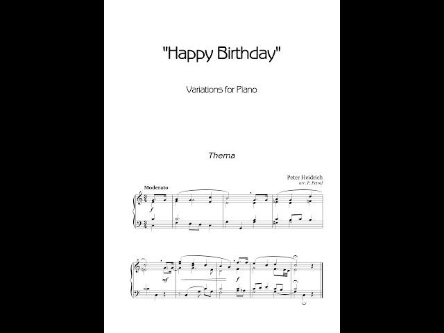 ''Happy Birthday Variations'' - piano solo - sheet music