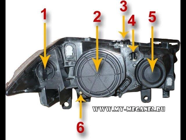 Где находится регулировка света фар рено меган
