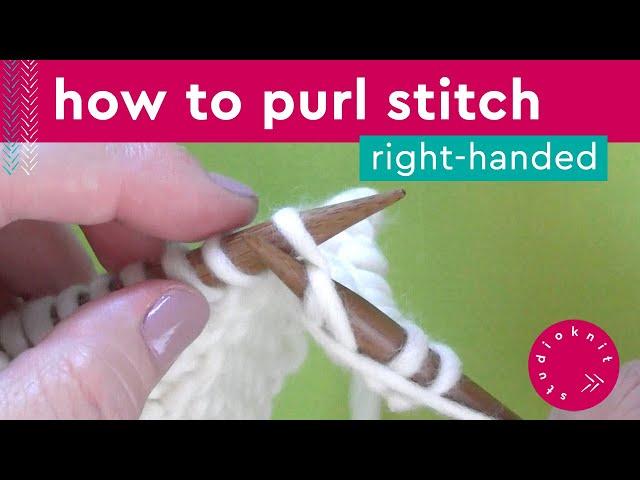 HOW TO PURL STITCH Step by Step Slowly with Studio Knit