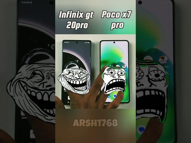 infinix gt 20pro  vs poco x7 pro speed  test #shorts