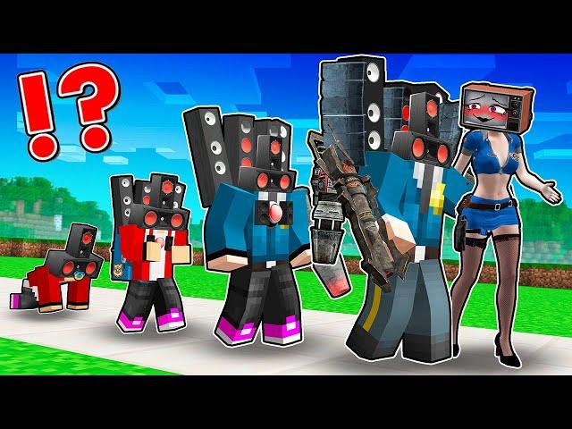 JJ SPEAKER MAN POLICEMAN Life Cycle! JJ EVOLUTION with MIKEY in Minecraft - Maizen