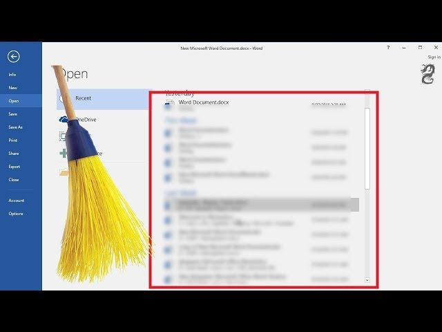 How to Disable or Delete Recent Document List in Word:  Clear Recent Documents History in  Word