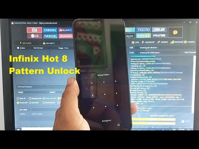 Infinix Hot 8 Pattern Lock Remove By Unlock Tool 100% Done.