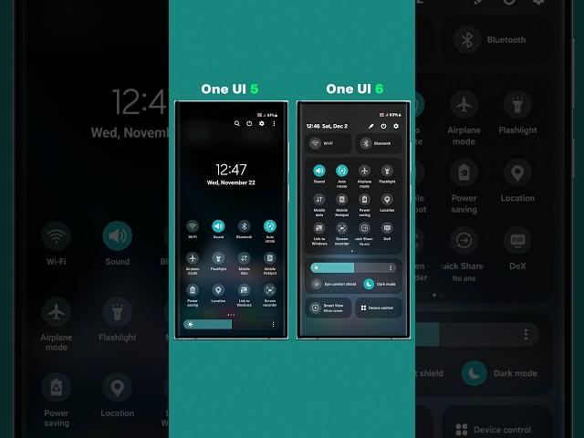 Samsung One UI 5 vs 6 Quick Panel