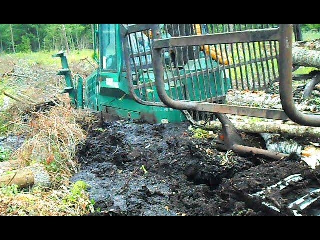 Timberjack 810D stuck in deep mud , extreme conditions