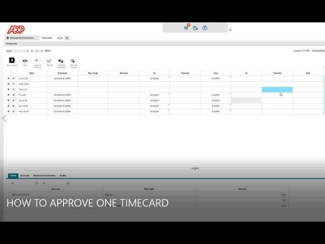 ADP: How To Approve One Timecard