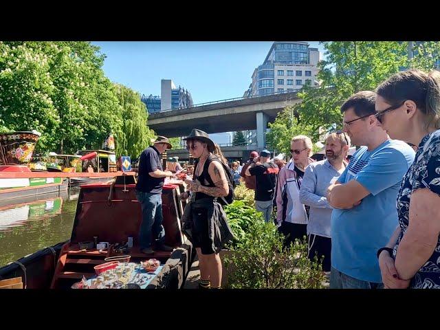 London’s Best Waterway Festival Walking Tour | Narrowboats & Street Food (4K)
