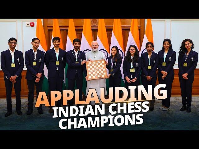 PM Modi meets Indian Chess Olympiad Champions at his residence