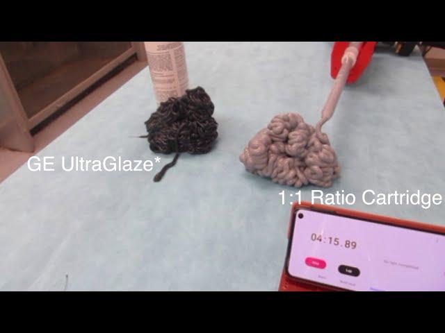 Flow Rate Comparison- GE UltraGlaze™ 4600 SSG sealant VS. 1:1 CTG