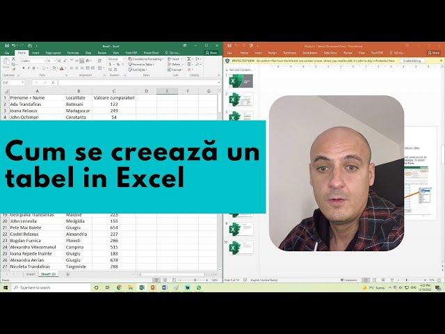 Cum se creează un tabel in Excel | mini Tutorial Excel (Romana)