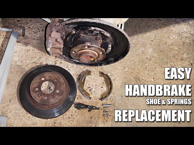 How to replace Volvo Parking Brake / Handbrake  Shoes and springs on S60, S80, V70, XC70, XC90