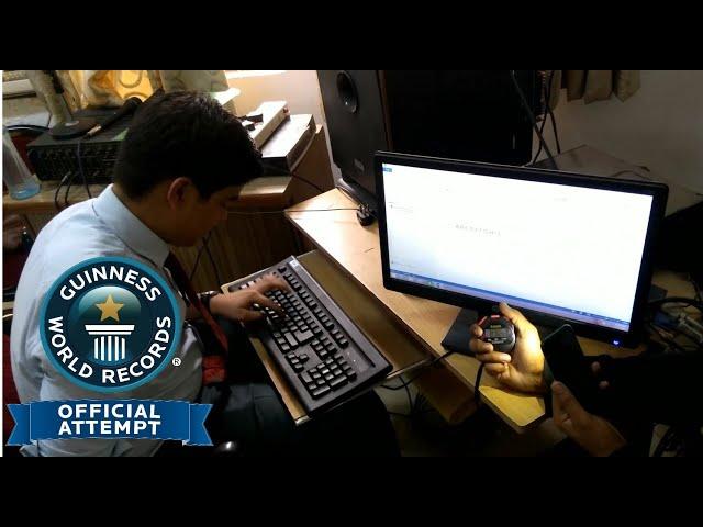 Guinness World Record || Fastest time to type the alphabets (single hand) with space.