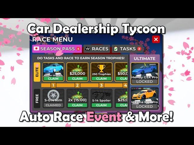  SEASON 14! Car Dealership Tycoon Script Hack • Auto Race Event & More! [Roblox]